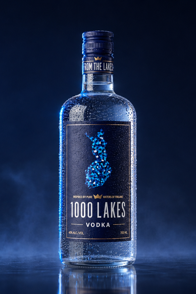 1000 Lakes Vodka — complete product presentation